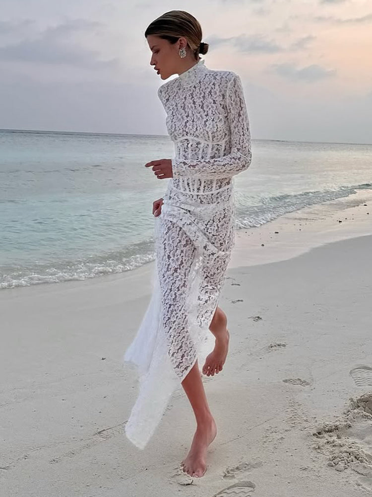 JOCELYN WHITE LACE WEDDING MAXI DRESS