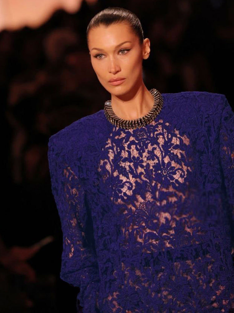 MAEVE BLUE LACE MIDI DRESS