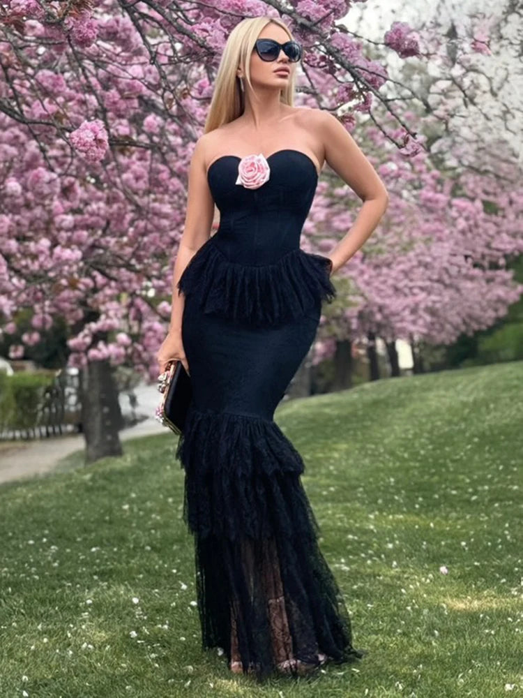 VICTORIA BLACK HALTER SLEEVELESS LONG DRESS GOWN