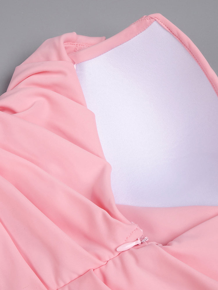 CHLOE PINK ONE-SHOULDER MAXI DRESS