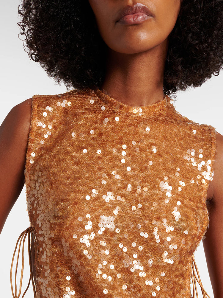BONNIE ORANGE SEQUINS MAXI DRESS