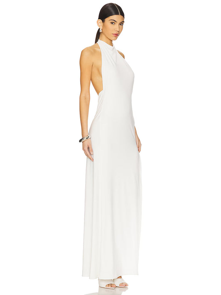 DELILAH WHITE HALTER BACKLESS MAXI DRESS