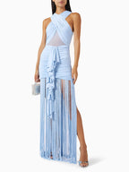 ALEXA LIGHT BLUE RUCHED MAXI DRESS
