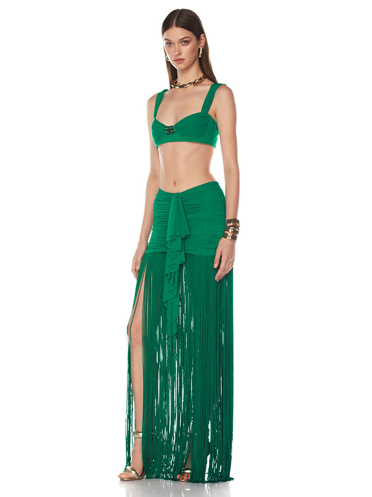 QUINN BEACH GREEN DRESS TWO PIECE SET