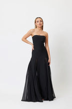 LILI WHITE STRAPLESS LONG DRESS