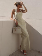 NIKIKI YELLOW HALTER BUTTON MAXI DRESS