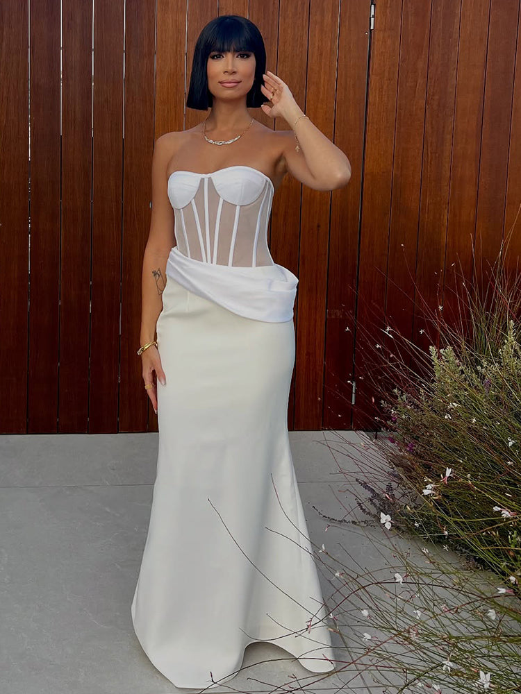 GILLIAN WHITE STRAPLESS MAXI DRESS
