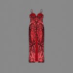 Load image into Gallery viewer, NYDIA RED SEQUINS MAXI DRESS
