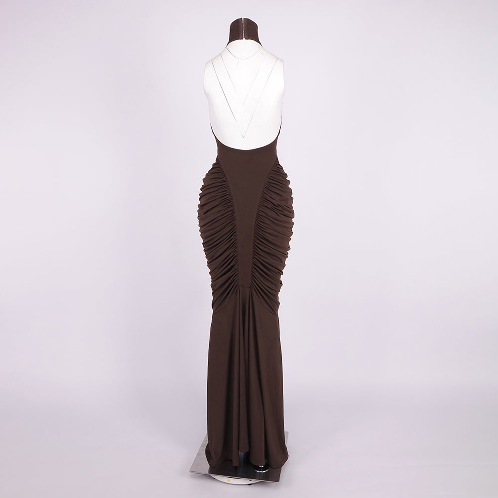 HELENA HALTER NECK SLEEVELESS MAXI DRESS