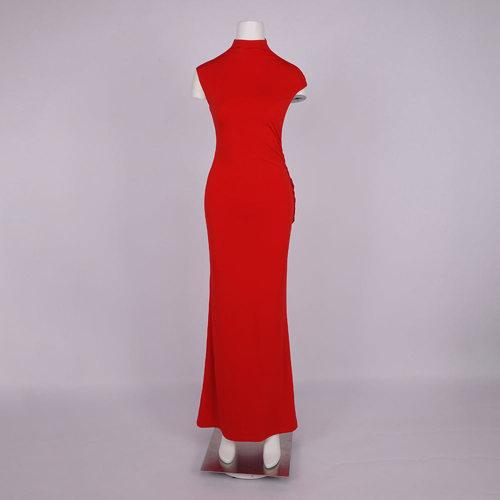 NADA RED BIG OPEN BACK MAXI DRESS