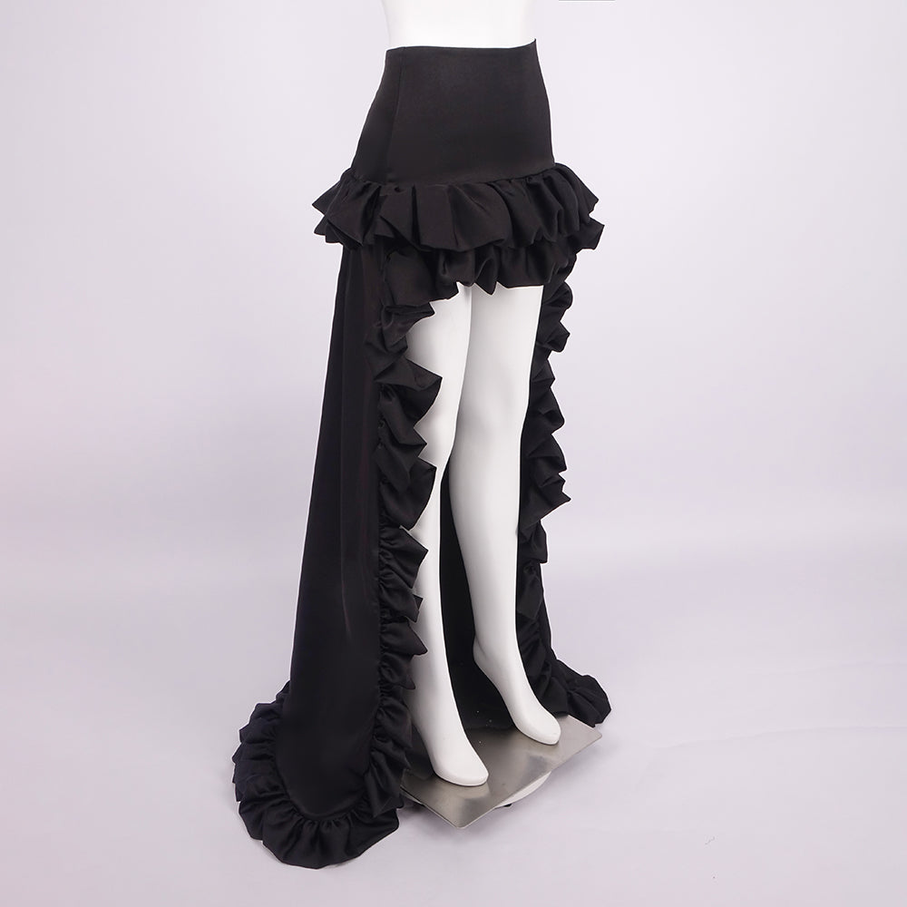 DELISA BLACK HIGH WAIST RUFFLE SKIRT