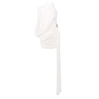 ZAIDA WHITE DRAPED ONE SHOULDER MINI DRESS