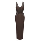 JESSIE MESH PATCHWORK BODYCON MIDI DRESS