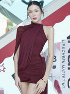 ZAIDA WHITE DRAPED ONE SHOULDER MINI DRESS