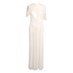 SHARON ELEGANT WHITE DRAPED MAXI DRESS
