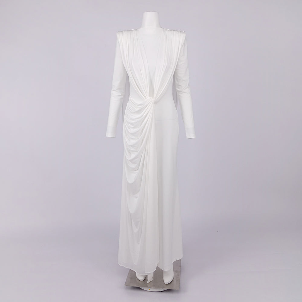 DIANA ELEGANT WHITE LONG SLEEVE MAXI DRESS
