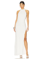 DELILAH WHITE HALTER BACKLESS MAXI DRESS