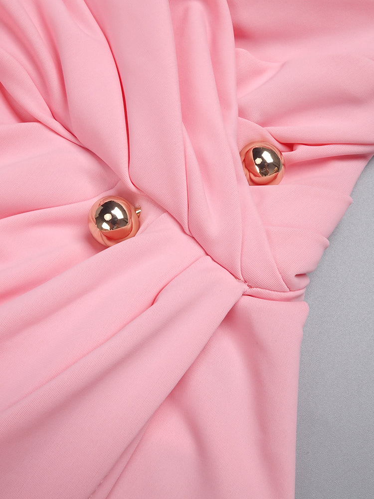 CHLOE PINK ONE-SHOULDER MAXI DRESS