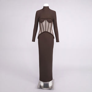 JAMACY BROWN MESH DRESS