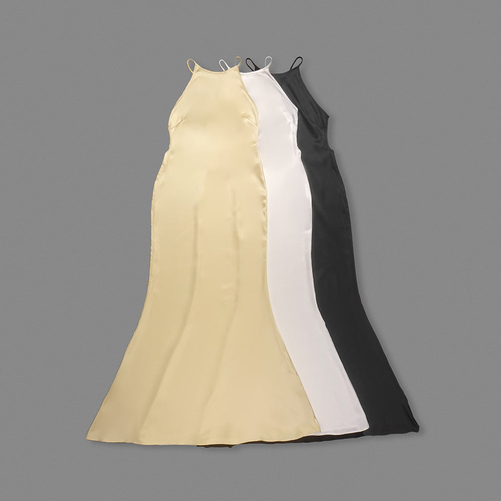 ANELIZE SEXY BACKLESS SATIN MAXI DRESS FOR WOMEN
