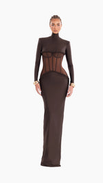 Charger l&#39;image dans la galerie, JAMACY BROWN MESH DRESS
