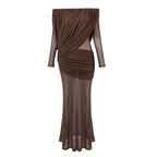 BIANKA ELEGANT OFF SHOULDER PINK MAXI DRESS