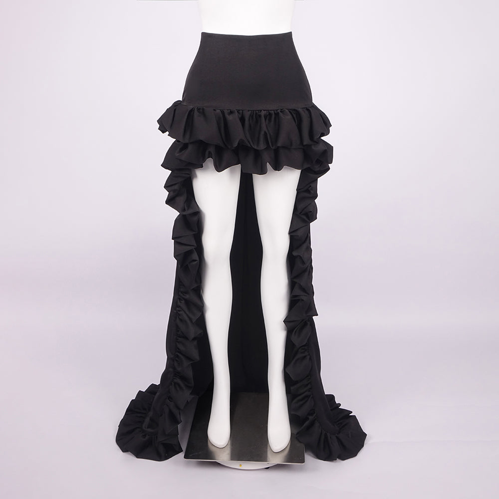 DELISA BLACK HIGH WAIST RUFFLE SKIRT