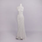 ELENI VINTAGE BROWN ONE SHOULDER LACE MAXI DRESS