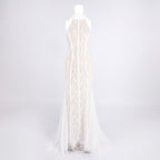 SHANTA WHITE LACE HALTER MAXI DRESS