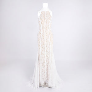 SHANTA WHITE LACE HALTER DRESS