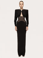 ELEANOR BLACK DIAMOND MESH MAXI DRESS