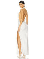DELILAH WHITE HALTER BACKLESS MAXI DRESS