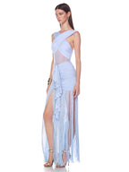 ALEXA LIGHT BLUE RUCHED MAXI DRESS