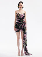 NANCY BLACK AND PINK FLORAL CASUAL SHORT DRESS
