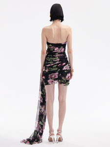 NANCY BLACK AND PINK FLORAL CASUAL SHORT DRESS