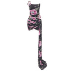 NANCY BLACK AND PINK FLORAL CASUAL SHORT DRESS