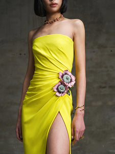 LINDA FLOWER YELLOW MAXI DRESS