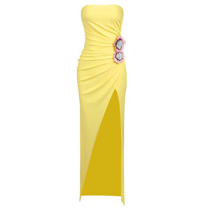 LINDA FLOWER YELLOW MAXI DRESS