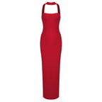 YOANG RED HIGH STRETCH MAXI DRESS