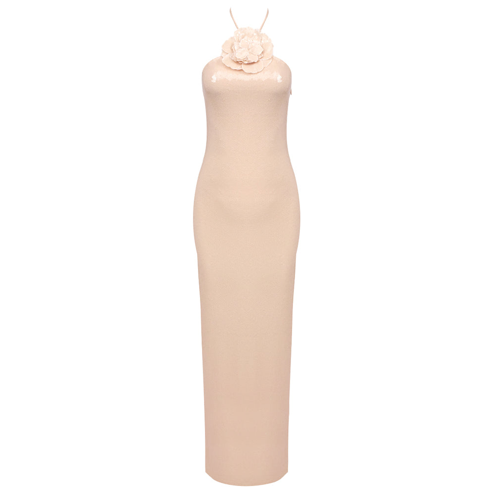 LOVIEE FLOWER SEQUIN MAXI DRESS
