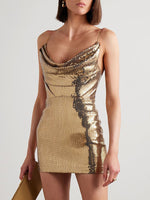 Carregar imagem no visualizador da galeria, REDLE GOLD SEQUINS MINI DRESS
