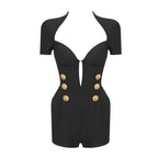 PECKA BLACK V NECK CASUAL JUMPSUIT