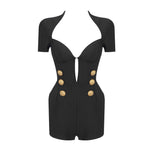 Load image into Gallery viewer, PECKA BLACK V NECK CASUAL JUMPSUIT
