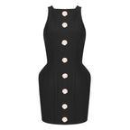 ASIST BLACK ELEGANT BANDAGE STRETCHY MINI DRESS
