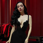 Charger l&#39;image dans la galerie, ADELOR BLAK DEEP V SLIM  MINI DRESS

