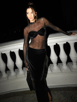 Load image into Gallery viewer, CLAIRE MESH LONG SLEEVE MAXI DRESS
