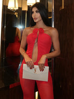 Charger l&#39;image dans la galerie, VIOLA DEEP V MESH JUMPSUIT
