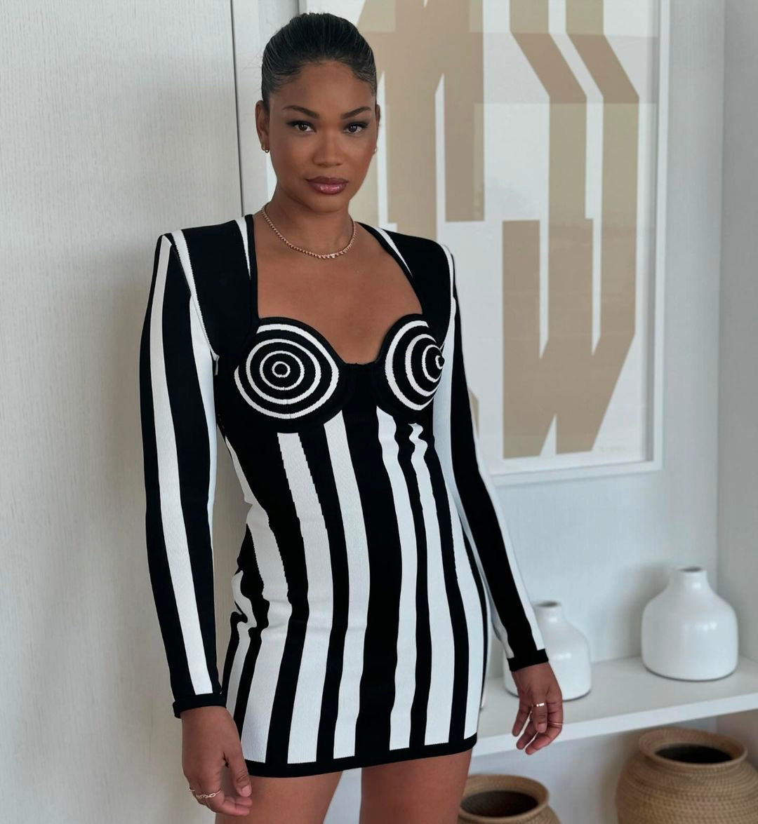 JANET STRIPED MINI DRESS