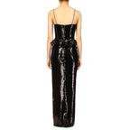 LISA HALTER SLEEVELESS SEQUIN LONG DRESS