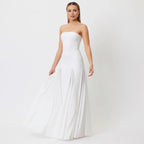 LILI WHITE STRAPLESS LONG DRESS